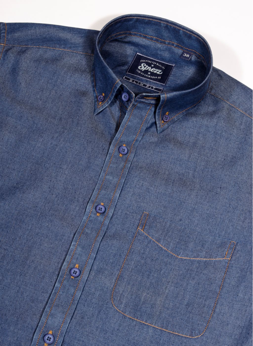 Light Weight Washed Denim Slim Fit Shirt – Sprezz.in